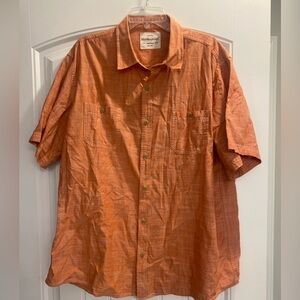 XXL WEATHERPROOF vintage orange short sleeve button down men's shirt 100% cotton